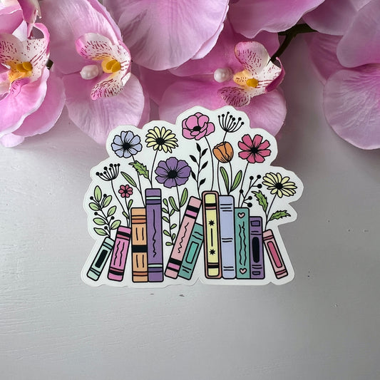 Floral Book Stack Sticker